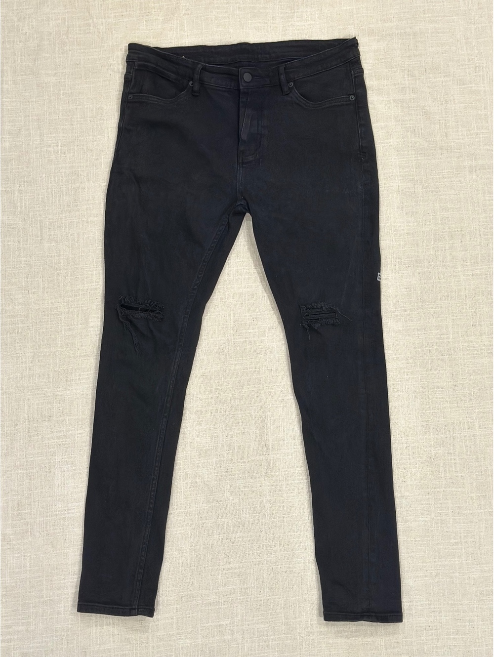 Ksubi Van Winkle Ace Black Slice Ripped Mens 36x30 Faded Distressed Skinny Jeans - Picture 2 of 9